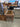 46399 Vintage Wood Side Table with Marble Finish Top
