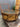 23126 Vintage Octagonal Glass-Top Wood Coffee Table