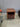 33681 Vintage Wooden Side Table with Wicker Drawer