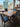 74195 Oak Dining Table Set with Blue Upholstered Chairs