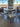 10801 Round Metal Dining Table Set with Stone Top and Upholstered Chairs