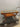 07360 Vintage Glass-Top Wooden Coffee Table