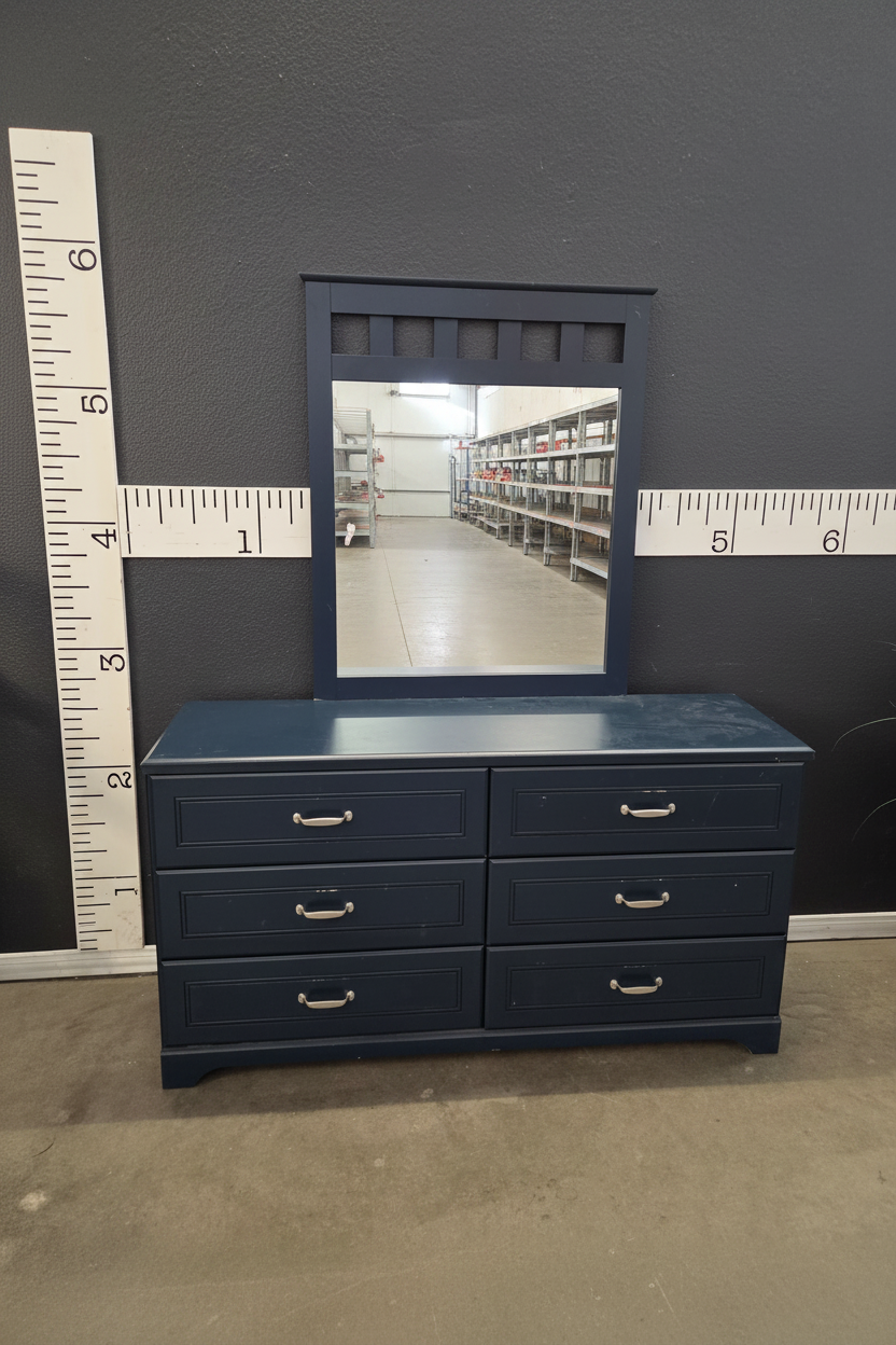 navy blue dresser with mirror Elegant Navy Blue Chevron Pattern Dresser With Gold Accents... S(42"Wx18"Dx30"H) / MOP