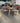 96101 Rustic Wooden Dining Table with Blue Upholstered Chairs