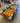 96101 Rustic Wooden Dining Table with Blue Upholstered Chairs