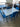 08608 Marble-Look Dining Set with Blue Velvet Chairs