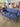 07829 Vintage Blue Upholstered Three-Seater Sofa