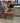 46399 Vintage Wood Side Table with Marble Finish Top
