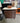 51788 Vintage Wooden Side Table with Stone Top