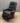 40509 Black Leather Recliner with Wooden Base