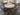 12485 Vintage Round Oak Dining Table with Blue Upholstered Chairs