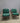 25589 Vintage Wooden Patio Chairs with Green Cushions