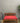 04592 Hand-Painted Wooden Bench with Red Cushion