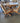 81166 Vintage Oak Dining Set with Upholstered Swivel Chairs