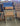 43380 Vintage Wooden Dining Chair with Striped Upholstery