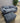 03465 Plush Blue Velvet Sofa with Ottoman