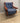 01835 Vintage Wooden Rocking Chair with Blue Upholstery