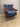 01835 Vintage Wooden Rocking Chair with Blue Upholstery