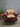 44911 Vintage Red Leather Armchair with Patterned Cushion