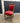 42170 Vintage Wooden Chair with Red Velvet Upholstery