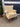43116 Vintage Beige Upholstered Armchair with Wooden Legs