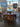 18429 Vintage Wooden Dining Table Set with Queen Anne Chairs
