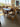 63110 Vintage Wooden Dining Table Set with Upholstered Chairs