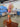 63359 Vintage Amber Glass Vase with Autumn Foliage