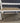 84238 Outdoor Patio Table with White Metal Frame and Wood Slat Top