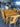 26344 Elegant Oak Dining Table Set with Patterned Chairs