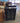 27249 Vintage Black Wooden Cabinet with Glass Doors