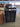 27249 Vintage Black Wooden Cabinet with Glass Doors