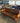 01779 Brown Leather Futon with Wood Armrests