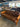 01779 Brown Leather Futon with Wood Armrests
