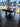 28409 Dark Wood Dining Table with Rivet Detailing