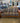 48231 Vintage Wooden Frame Sofa with Patterned Cushions