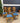14398 Set of Five Oak Dining Chairs with Blue Upholstery
