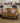 87893 Brown Fabric Loveseat with Wood Trim
