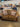 87893 Brown Fabric Loveseat with Wood Trim