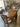 57793 Vintage Wooden Dining Table with Cane Back Chairs