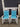 26439 Pair of White Wooden Rocking Chairs with Blue Cushions
