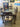 81843 Vintage Glass-Top Metal Dining Set with Six Chairs