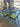 69090 Wrought Iron Patio Dining Set with Green Cushions